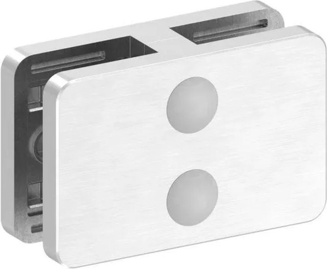 FeNau Glasklemme Modell 27 aus Edelstahl V4A in Silber, 180 Grad Eckig - Bild 1