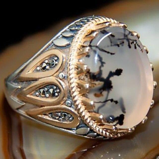 Ring Türkisperlen, Silber, Zirkonia, Perle, Unisex, Vintage - Bild 1
