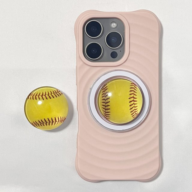 LS Handyhülle mit 3D-Kristallkugel Gelber Baseball Griptok und Magnethalterung für iPhone 17 Pro Max in Gelb - Bild 1