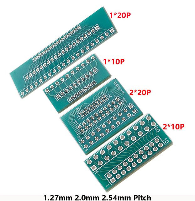 10er Set PCB PCI Adapter Board als Austausch Transfer Platte Konverter für 1,27mm 2,0mm und 2,54mm Pitch in Grün - Bild 1