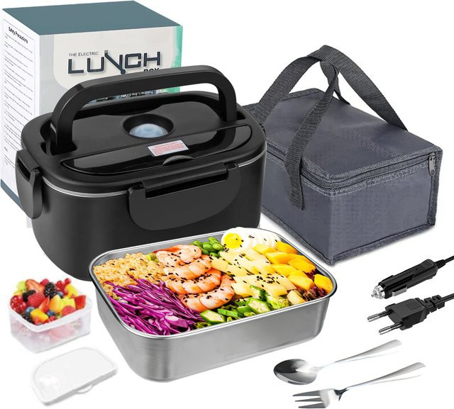 WUIETI Auto-Elektro-Lunchbox 60W in Schwarz, tragbarer Heiz-Thermobehälter für Reise und Outdoor, 1,5 l - Bild 1