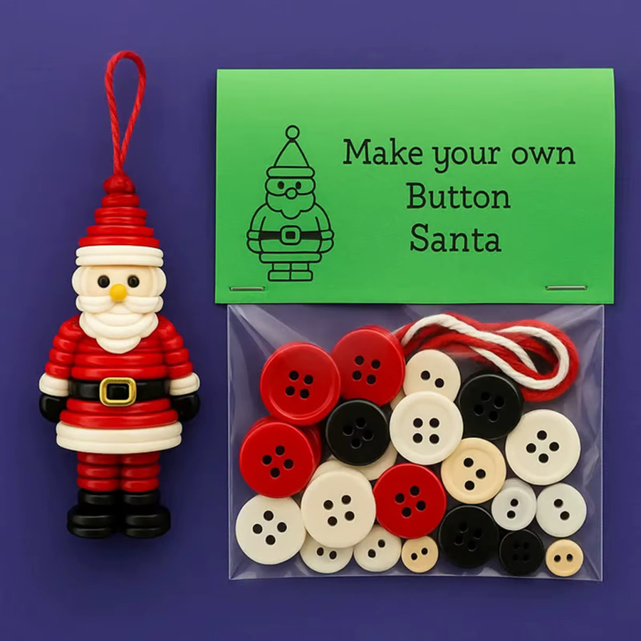 VAKIND DIY Schneemann Bastelset für Weihnachten mit bunten Knöpfen als hängende Weihnachtsbaum-Dekoration - Bild 3