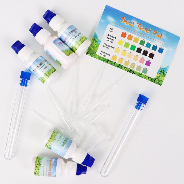 JUANJUAN Landwirtschafts-Bodentestkit zur Messung von NPK-Werten sowie Stickstoff, Phosphor, Kalium und Ammoniak inklusive Testreagenzien und Kontrollblättern für den Gartenbau - Bild 1