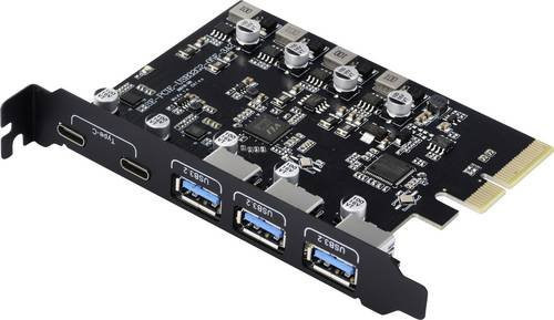 Renkforce RF-6613196 USB Expansion Card mit 3+2 Ports inklusive USB-C und USB-A in Schwarz - Bild 1