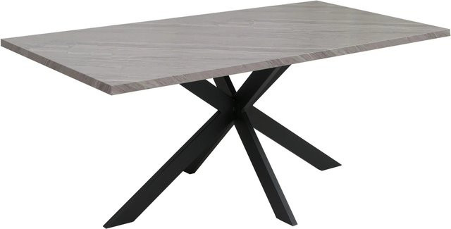 MCW Esszimmertisch O55 Industrial Design in Marmor-Optik Grau aus MDF und Metall, B/T/H: 180 x 90 x 76 cm - Bild 2