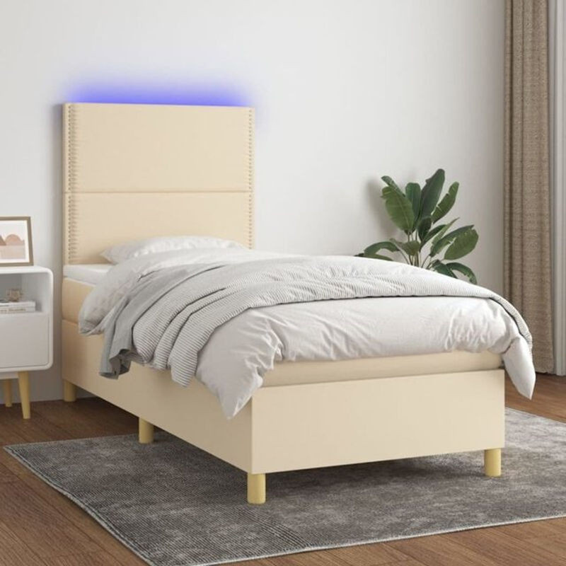 vidaxl Boxspringbett mit Matratze aus Stoff in Beige, B/T/H: 90 x 200 x 118 cm - Bild 1