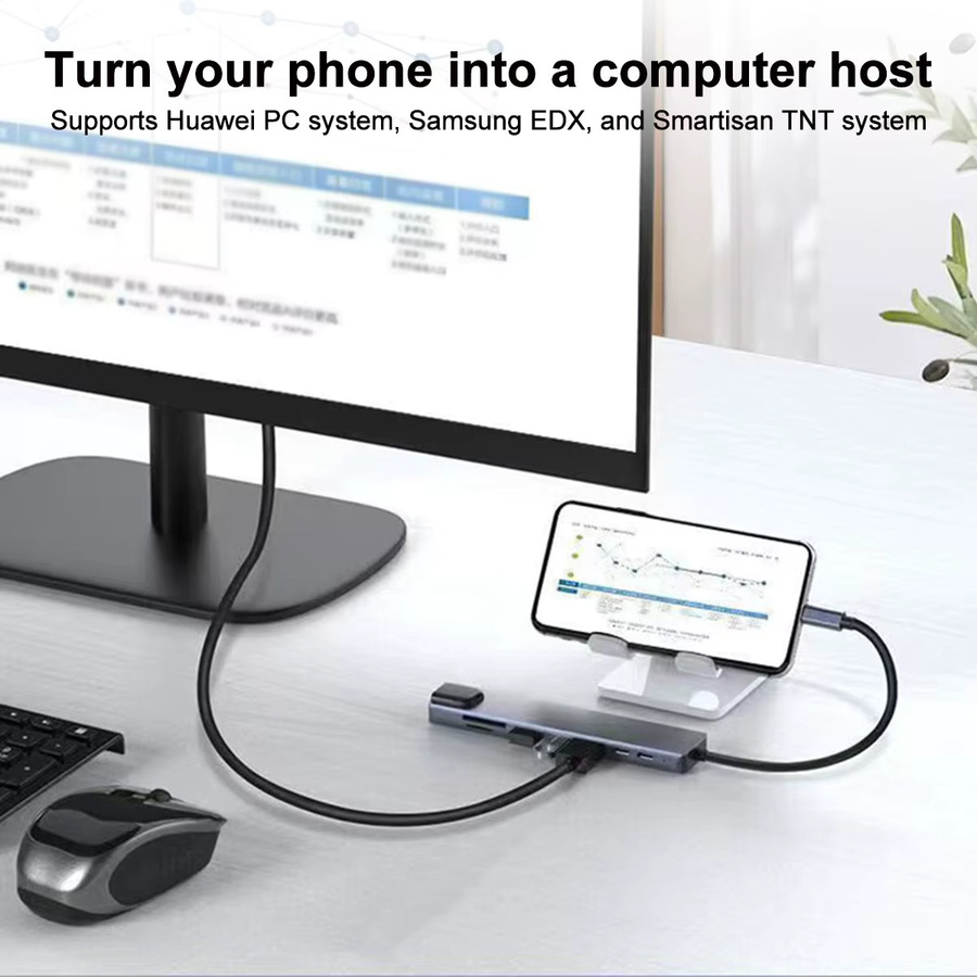 Congdi 8-in-1 USB-C-Hub mit 4K HDTV HDMI, RJ45 Ethernet LAN, SD/TF-Kartenleser und PD Schnellladung in Multicolor für MacBook und Laptop - Bild 3