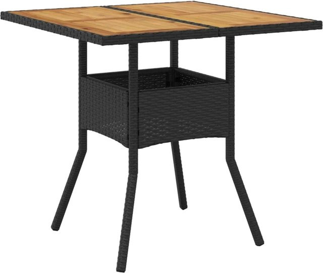 vidaXL Gartentisch aus PE-Rattan und Akazienholz in Schwarz, B/T/H: 80 x 80 x 75 cm - Bild 1