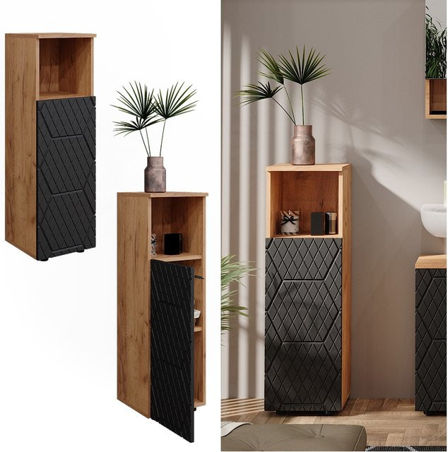 Vicco Midischrank Irma Badezimmer Eiche Anthrazit B: 30 cm, H: 95 cm - Bild 1