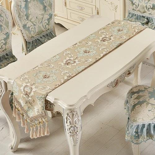 Wucifang Jewelry Tischläufer mit floralem Jacquard-Muster in Beige, B/L: 180 x 1 cm - Bild 1