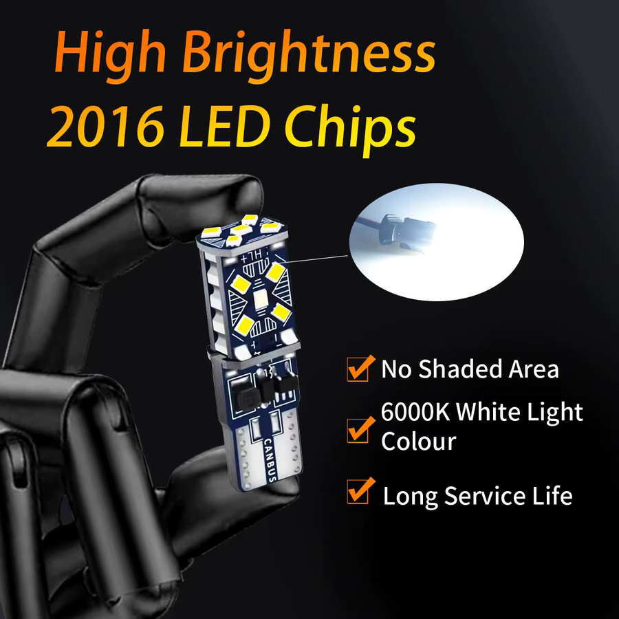 10er Set T10 W5W 2016 15SMD LED Auto Lampen für Blinker, Nebelscheinwerfer, Rücklicht und Bremslicht, 12V Plug and Play - Bild 2