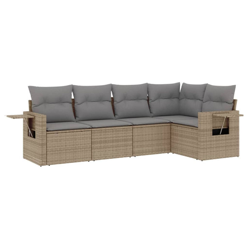 Vidaxl Gartenmöbel-Set aus Polyrattan mit 5 Teilen und Kissen in Beige - Bild 3