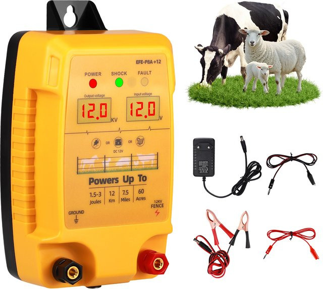 Rbefeuly Elektrozaun-Energizer mit 3J und 12 km Reichweite in Gelb - Bild 1
