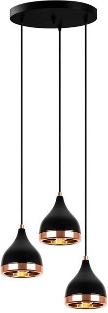 Opviq Pendelleuchte Yildo-7036 in Kupfer und Schwarz aus Metall mit 3 E27 Fassungen, Höhe: 111 cm, Breite: 38 cm, Tiefe: 38 cm - Bild 1