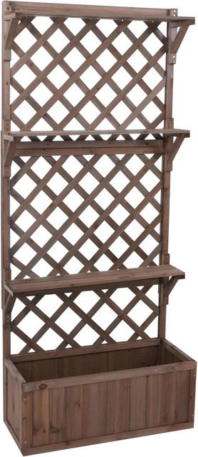 Hochbeet MCW P69 aus Holz mit Rankgitter und Spalier in Braun, B/T/H: 177 x 77 x 33 cm - Bild 2