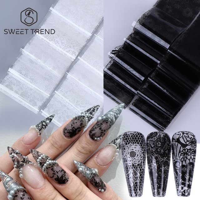 SWEET TREND Nagel Transfer Folien, Schwarz Weiß, Glänzend - Bild 1