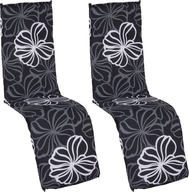 NYVI 2er Set Liegenauflage für Barcelona Relaxliegen mit Komfortschaumkern, Farbe: Black Flower, B/T/H: 171 x 50 x 6 cm - Bild 1