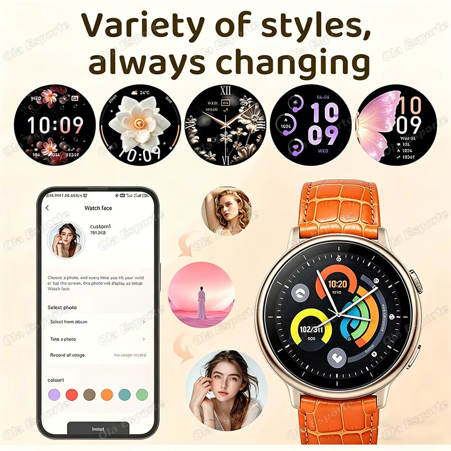 Ola Esporte Smartwatch, Leder, Schwarz, Wasserdicht - Bild 5