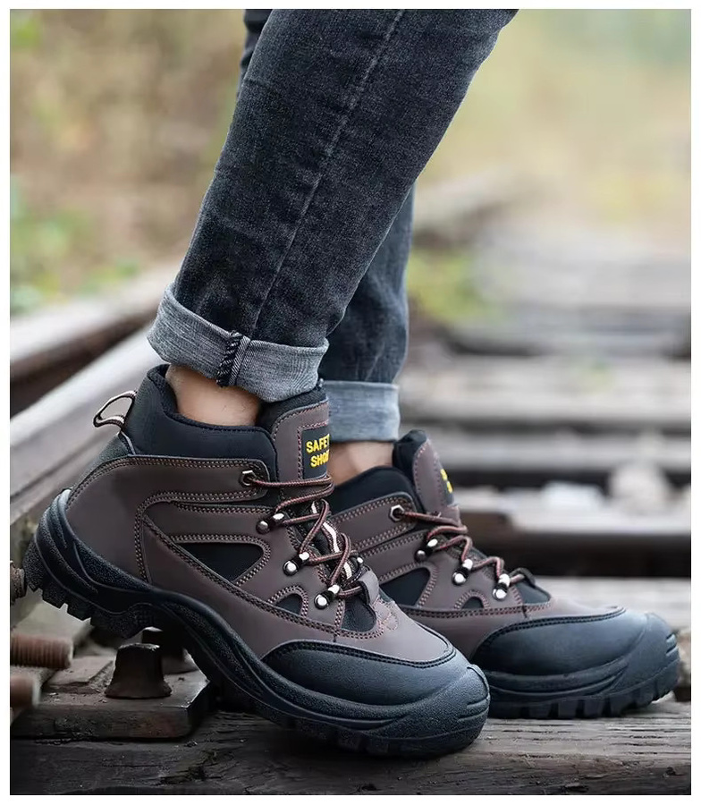 QHSPE Sicherheitsarbeitsstiefel für Herren mit Stahlkappe und pannensicherer Sohle in rutschfestem Design - Bild 4