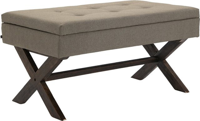 TPFLiving Sitzbank Nero in Taupe mit Stoffbezug und Holzbeinen, B/T/H: 136 x 57 x 51 cm - Bild 1