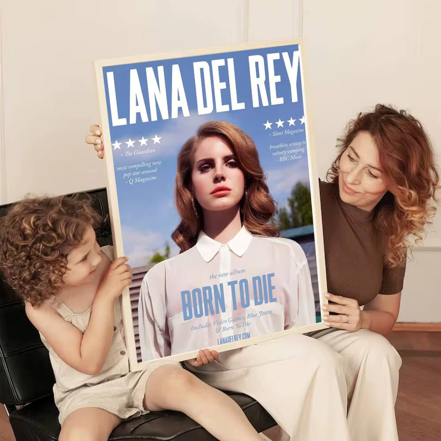 Lana Del Rey Retro Film Aufkleber in Schwarz und Rosa, Ästhetische Kunst Poster aus Kraftpapier für dein Zimmer oder Café, B/H: 15 x 15 cm - Bild 3