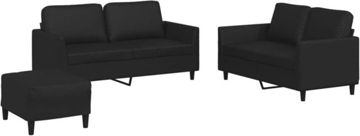 Vidaxl 3-tlg. Sofagarnitur Modern in Schwarz aus Kunstleder mit Metallgestell - Bild 1