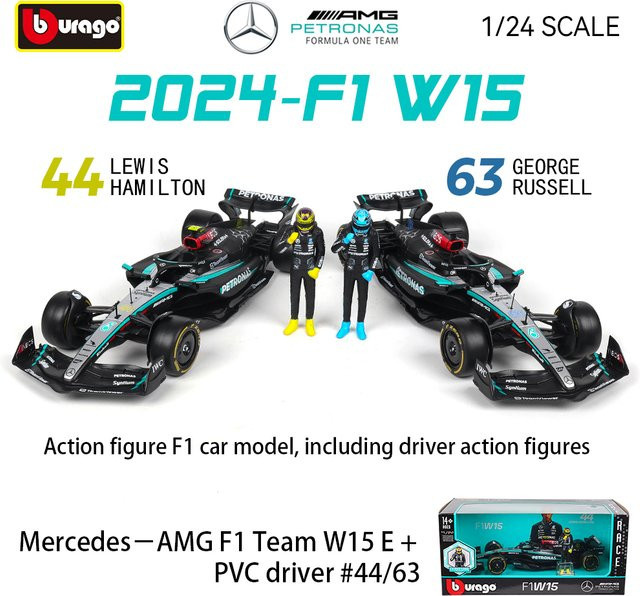 Bburago Mercedes-Benz 2025 W15 W14 SF23 RB19 MCL38, Automodell, 1:24, ab 14 Jahren - Bild 1