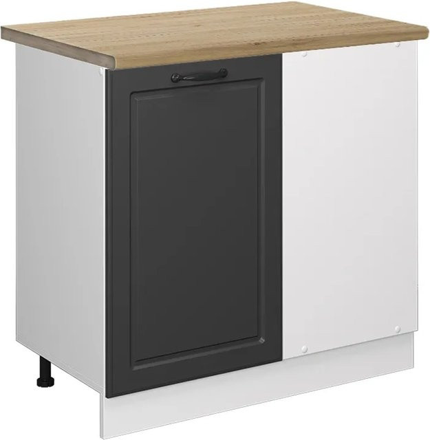 Vicco R-Line Eckunterschrank für die Küche in Anthrazit und Weiß mit Eichenoptik im Landhausstil, B/T/H: 86 x 60 x 81,6 cm - Bild 1