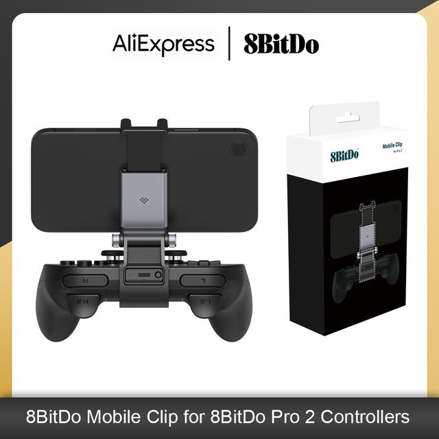 8BitDo Mobile Clip in Schwarz für 8BitDo Pro 2 und Pro 3 Bluetooth-Controller, verstellbare Telefonhalterung für Smartphones von 49 bis 85 mm - Bild 1