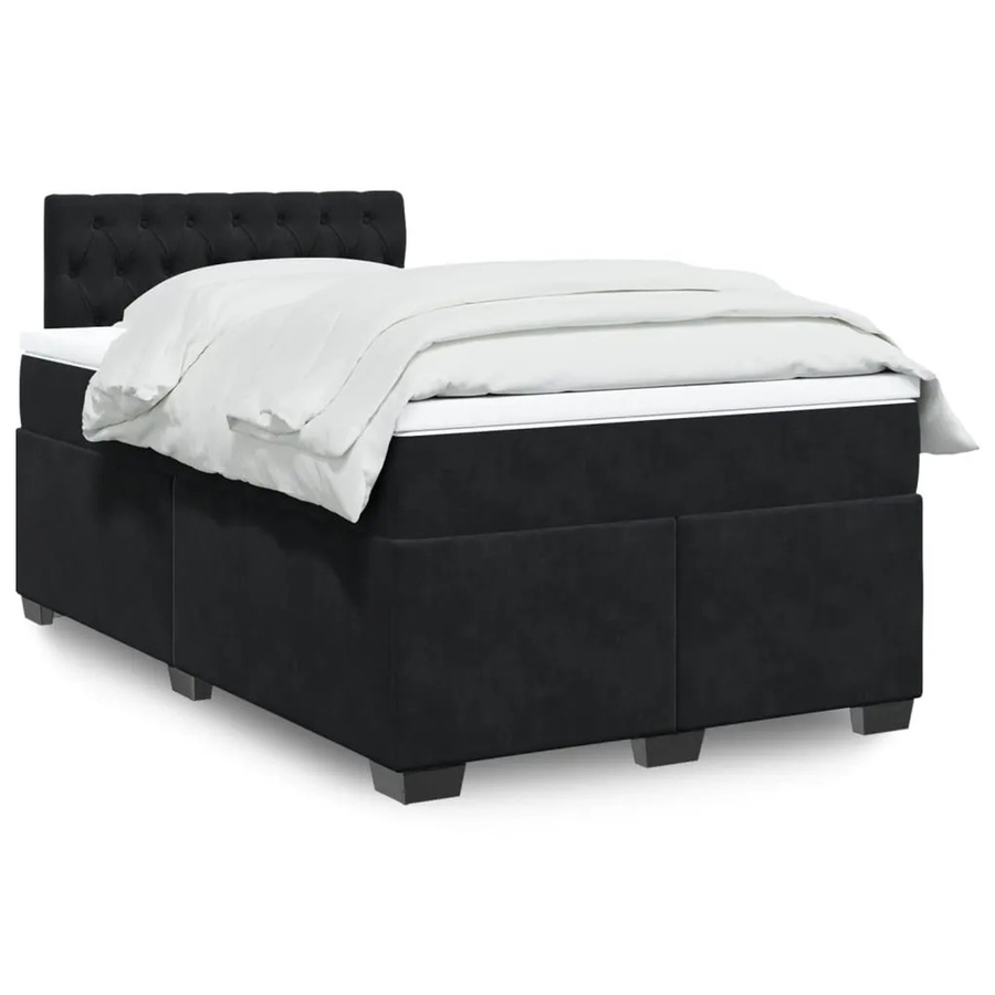 vidaXL Boxspringbett mit Matratze in Schwarz aus Samt mit USB-Ladeport und Unterbettbeleuchtung B/T: 120 x 190 cm - Bild 2