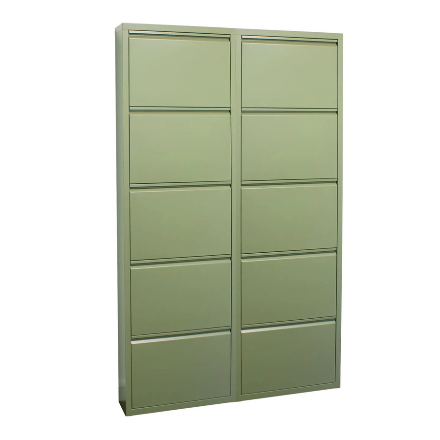 ebuy24 Pisa Schuhschrank aus Metall in Grün mit 10 Klappen, Wandmontage, Modernes Design mit Belüftung - Bild 2