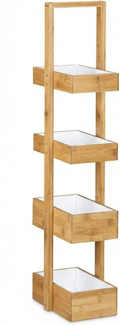 Relaxdays Badregal aus Bambus Natur, freistehend und feuchtigkeitsbeständig, B/T/H: 88,5 x 25,5 x 18,5 cm - Bild 1