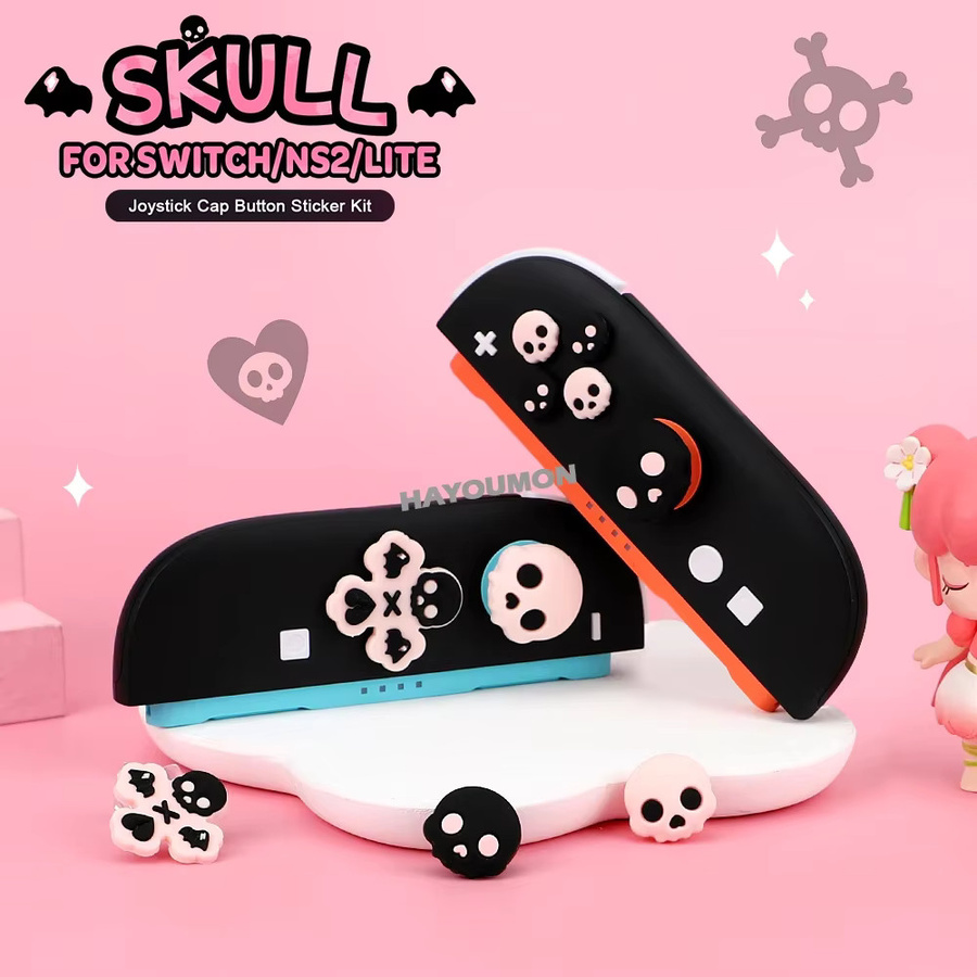 Hayoumon Silikon D-Pad-Tastenset und ABXY-Tasten-Aufkleber mit Daumengriff-Kappen für Nintendo Switch, Switch OLED und Switch Lite JoyCon, Multicolor - Bild 2
