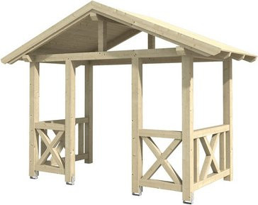 Skan Holz Haustür-Vordach Stralsund 7 aus nordischer Fichte in Natur Beige, Breite: 360 cm, Tiefe: 187 cm - Bild 1