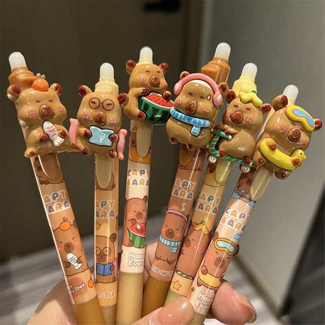 4er-Pack Capybara Radierbare Gelschreiber mit schwarzer Tinte in Multicolour aus Kunststoff - Bild 1