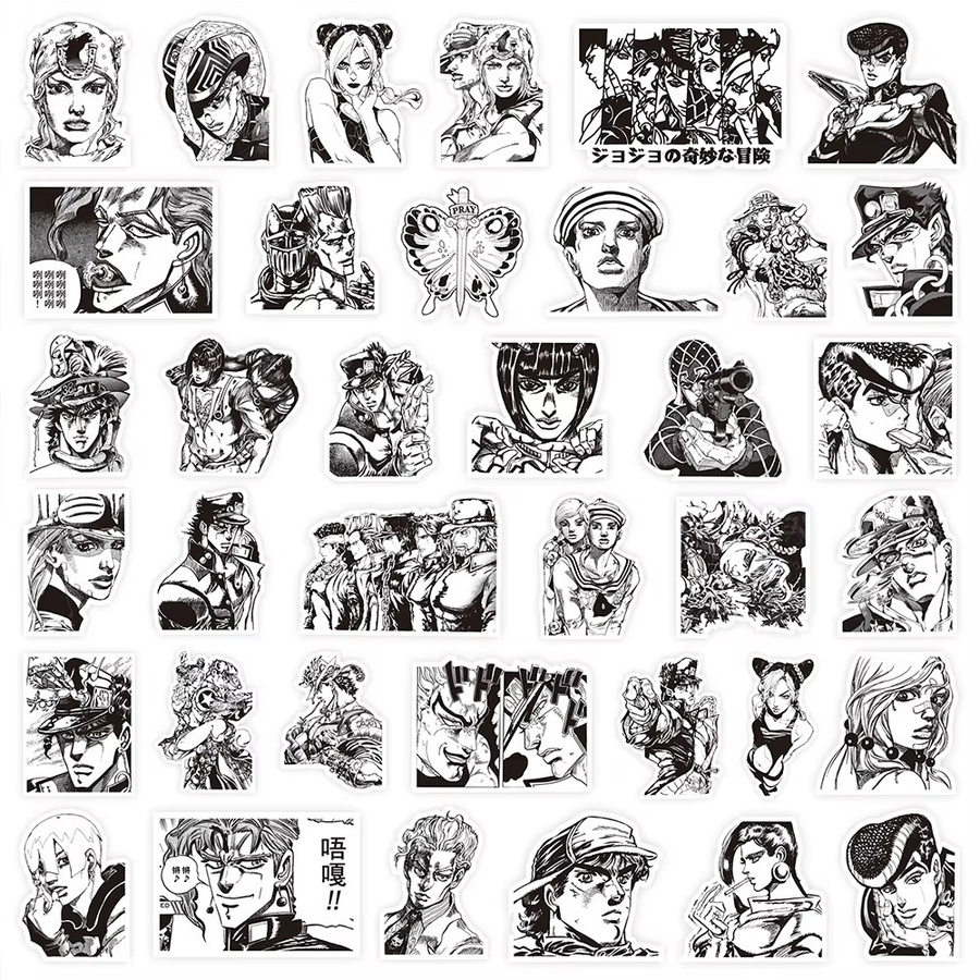 Bandai JoJo's Bizarre Adventure Aufkleber, Schwarz, Weiß, 10-teiliges Set - Bild 2