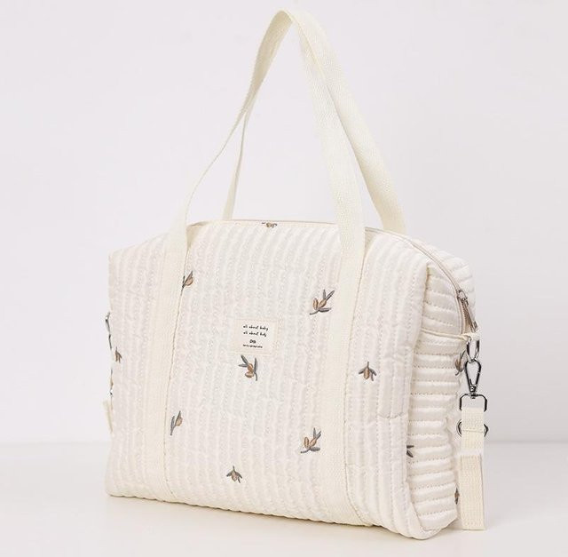 NATAWA Windeltasche mit Stickerei als Schultertasche für Neugeborene, Weiß, B/H/T: 36 x 30 x 12 cm - Bild 1