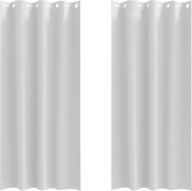 vidaXL Verdunkelungs-Vorhang aus Polyester in Grau mit Ringen und thermischer Isolierung - Bild 1