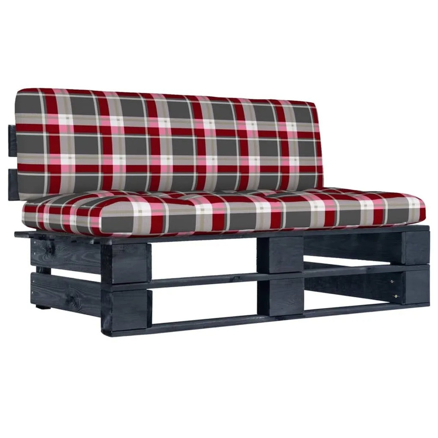 vidaXL Garten-Mittelsofa aus imprägniertem Kiefernholz in Schwarz mit Sitzkissen - Bild 2