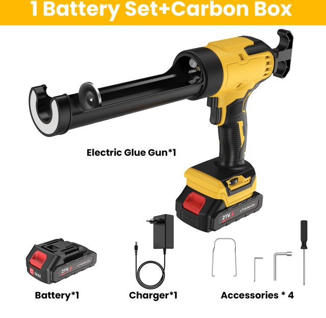 Avehrit 18V Akku-Kartuschenpistole kompatibel mit Makita B-Serie in Blau-Gelb mit 6 Geschwindigkeiten, digitaler Anzeige, LED-Licht und automatischem Tropfschutz für Silikon und Neutralstrukturklebstoff - Bild 1