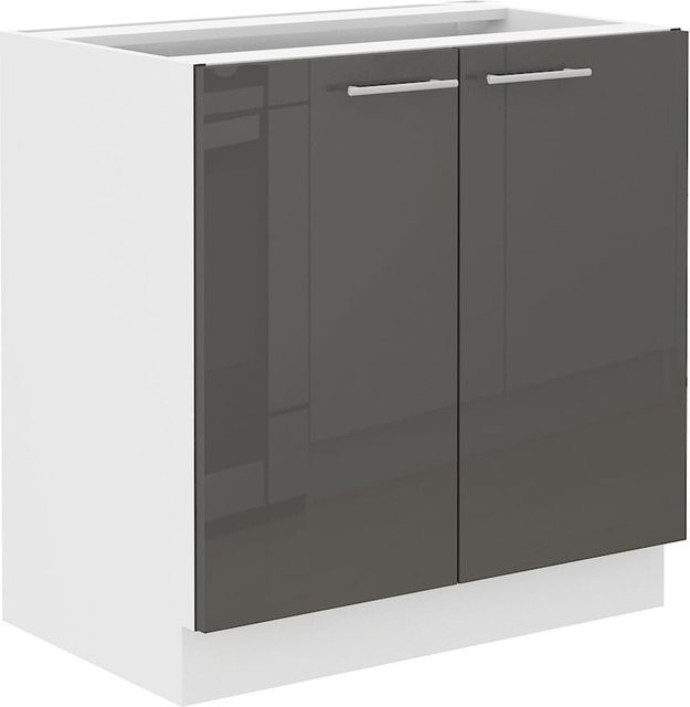 Küchenunterschrank Lara Breite: 80 cm, Grau Hochglanz und Weiß Matt - Bild 1