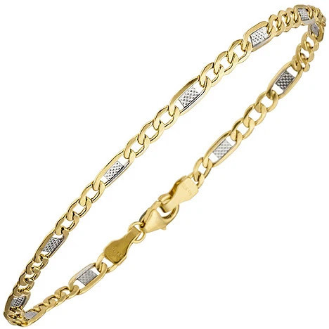 Colfem Steg-Panzerarmband, 333 Gelbgold, Bicolor, 19 cm, Unisex - Bild 1