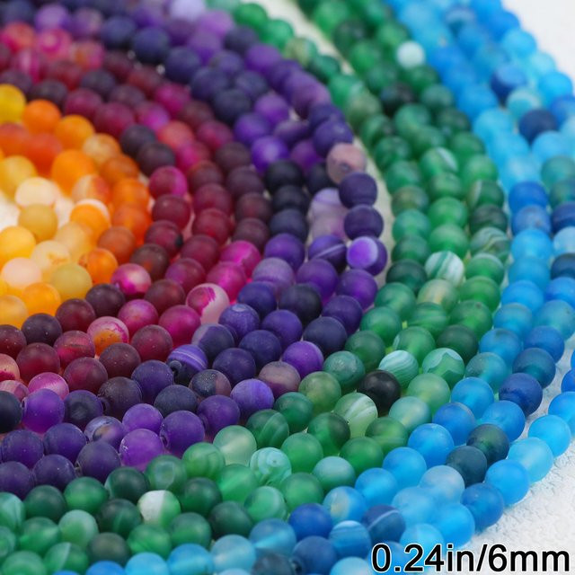 wlyees Karneol Perlen, rund, 6mm, matt, mehrfarbig - Bild 1
