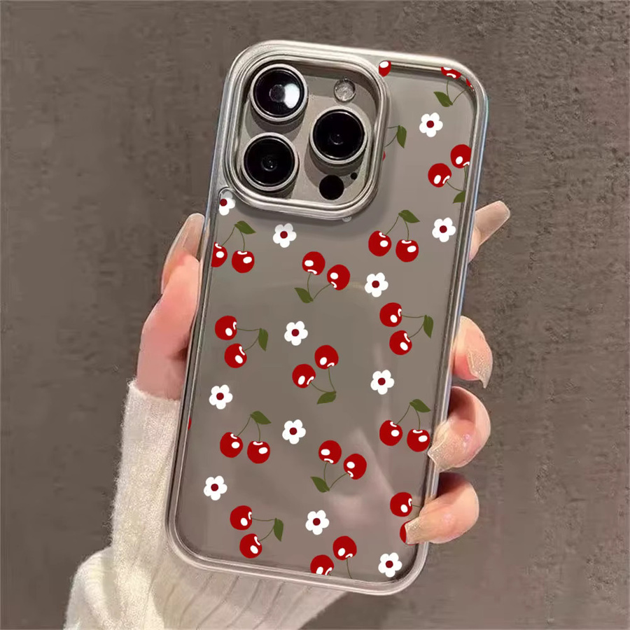Transparente Handyhülle mit Kirschblütenmuster für iPhone 11 bis iPhone 17 Pro Max, stoßfeste Schutzhülle - Bild 1