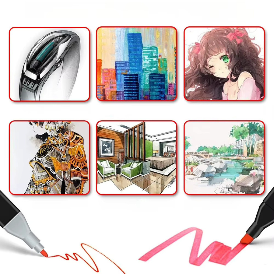 80 Farben Doppelseitiges Marker-Set in Multicolour für Zeichnen und Skizzieren, Ölbasierte Kunstmarker für Manga und Graffiti - Bild 3