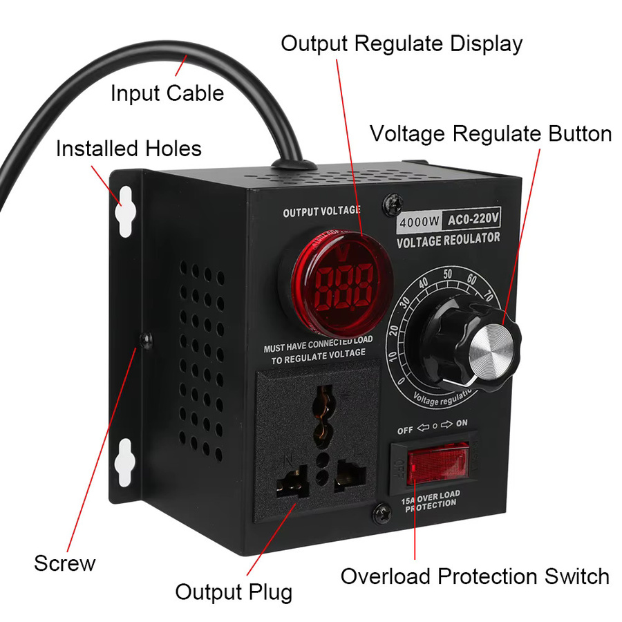 Silicon Electronics Hochleistungs-Spannungsregler mit variabler Spannung für AC 220V bis 4000W - Bild 3