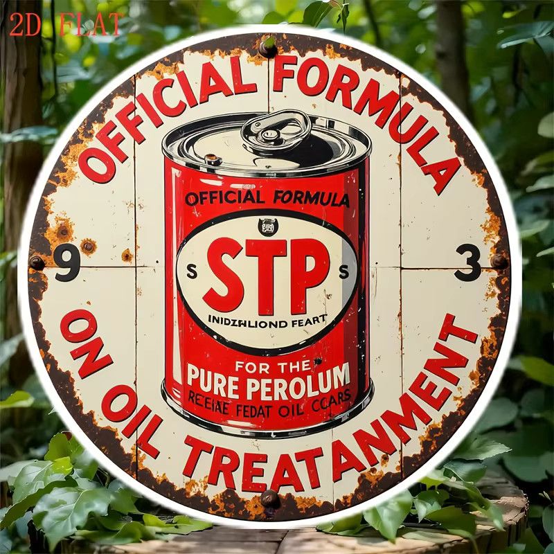 Vintage STP Ölbehandlung Metallschild in Rot und Schwarz für Mid-Century Garage und Männerhöhle - Bild 5
