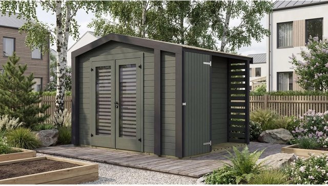 Weka Gartenhaus Killarney Satteldach Anthrazit-Grün B/T/H: 311 x 250 x 241 cm - Bild 1