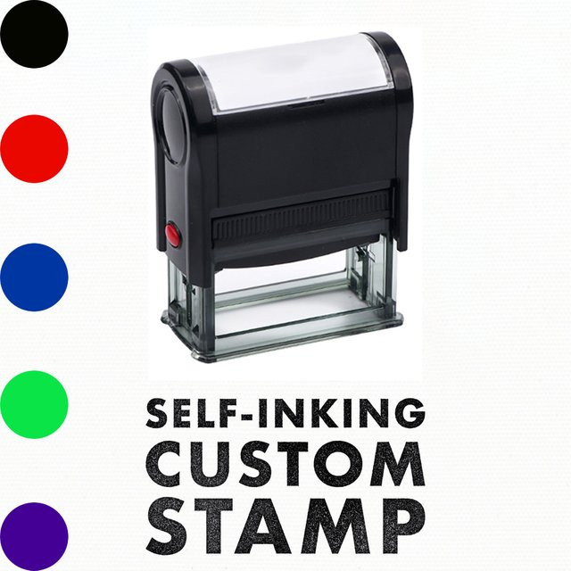 Personalisierter Selbstfärbender Adressstempel mit individuellem Design in Schwarz für Geschäft und Büro - Bild 1