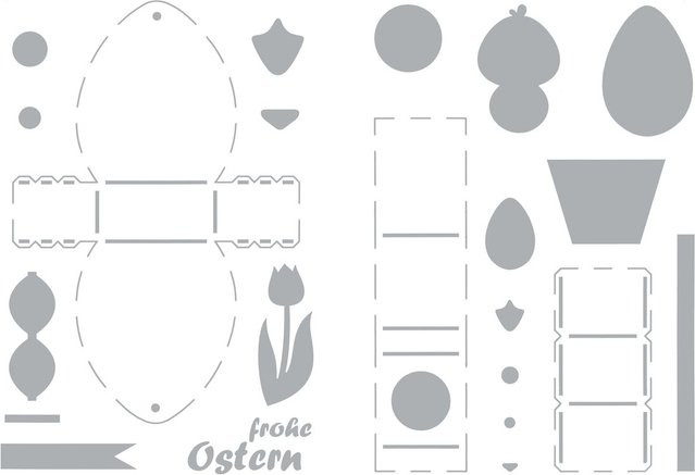 VBS Schablonen-Set Küken-Schachteln für Ostern aus transparentem Kunststoff und Polyester (PES) - Bild 1